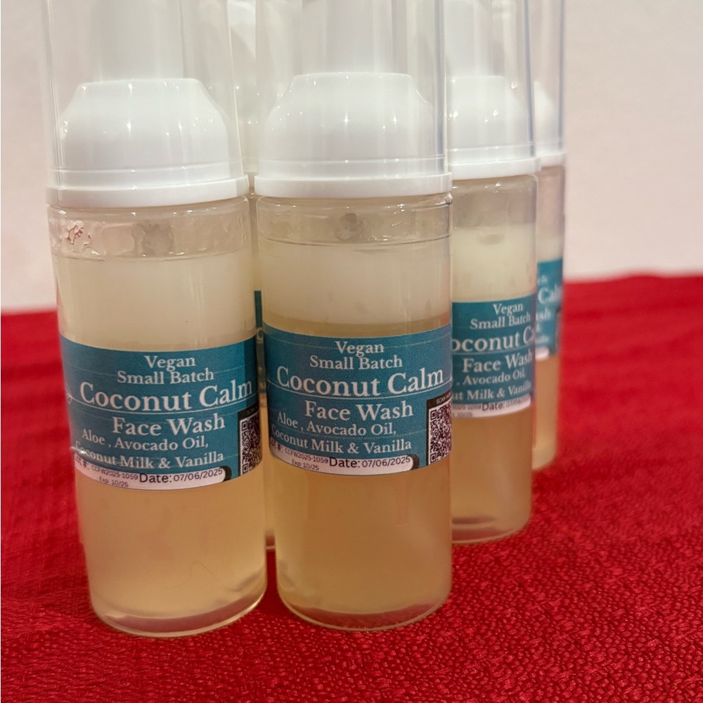 Coconut Calm Face Wash Aloe & Coconut Milk Vegan Handmade Skincare 8oz Foam Pump - Picture 7 of 8